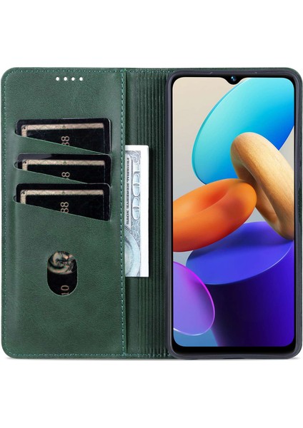 Vivo Y22S 4g / Y22 4g / Y35 4g (2022) Cowhide Doku Pu Deri Kasa Manyetik Otomatik Emici Telefon Kapağı Standı (Yurt Dışından)