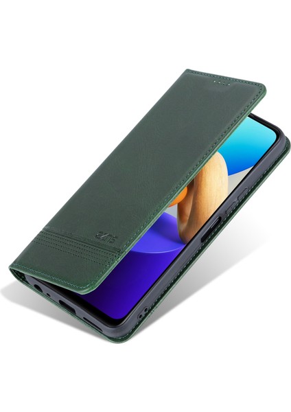 Vivo Y22S 4g / Y22 4g / Y35 4g (2022) Cowhide Doku Pu Deri Kasa Manyetik Otomatik Emici Telefon Kapağı Standı (Yurt Dışından)