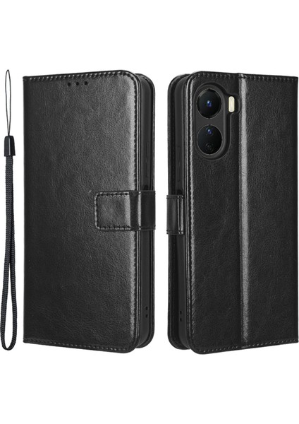 Vivo Y16 4g / Y35 5g / Y56 5g Çılgın At Doku Pu Deri Deri Stand Telefon Cüzdan Kapağı (Yurt Dışından)