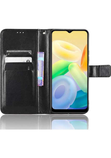Vivo Y16 4g / Y35 5g / Y56 5g Çılgın At Doku Pu Deri Deri Stand Telefon Cüzdan Kapağı (Yurt Dışından)