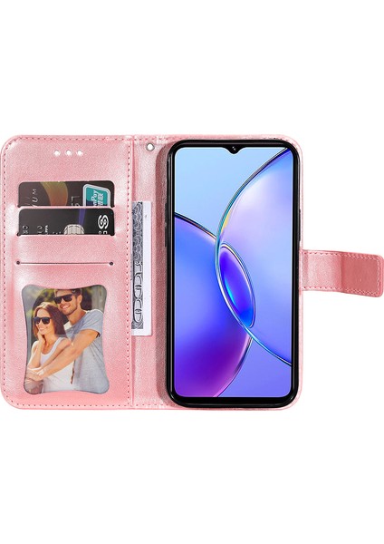 Vivo Y17S 4g Kasa Çiçek Baskılı Pu Deri Cüzdan Kapağı (Yurt Dışından)