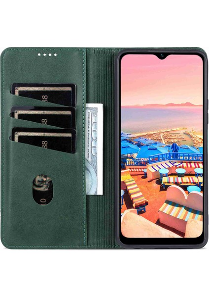 Vivo Y16 4g Cowhide Doku Pu Pu Deri Deri Şok Geçirmez Kılıf Manyetik Otomatik Absorlanmış Telefon Cüzdan Stand Kapağı (Yurt Dışından) fiyatları