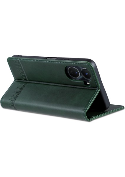 Vivo Y16 4g Cowhide Doku Pu Pu Deri Deri Şok Geçirmez Kılıf Manyetik Otomatik Absorlanmış Telefon Cüzdan Stand Kapağı (Yurt Dışından) fırsatları