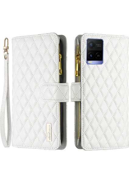 Vivo Y21 / Y21S / Y33S Telefon Kapağı, Fermuarı Cep Tasarımı Mat Anti Drop Kapak Pu Deri Deri Folio Flip Cep Telefon Kılıfı (Yurt Dışından)