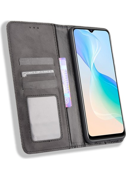 Vivo Y21 / Y21S / Y32 Deri Telefon Cüzdan Stand Kapağı Retro Dokulu Yüzey Manyetik Otomatik Kapanış (Yurt Dışından) indirimleri