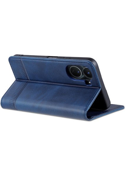 Vivo Y16 4g Cowhide Doku Pu Pu Deri Deri Şok Geçirmez Kılıf Manyetik Otomatik Absorlanmış Telefon Cüzdan Stand Kapağı (Yurt Dışından) fırsatları