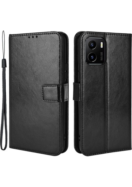 Vivo Y15S/Y15A/Y10/T1/Y01 Folio Flip Iyi Korumalı Stand Cüzdan Çılgın At Dokusu Pu Deri Telefon Kapak Kılıfı (Yurt Dışından)
