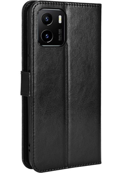 Vivo Y15S/Y15A/Y10/T1/Y01 Folio Flip Iyi Korumalı Stand Cüzdan Çılgın At Dokusu Pu Deri Telefon Kapak Kılıfı (Yurt Dışından)