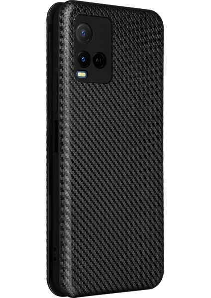 Vivo Y21/Y33S Kart Yuvalı Karbon Fiber Dokulu Deri Telefon Kılıfı (Yurt Dışından) modelleri