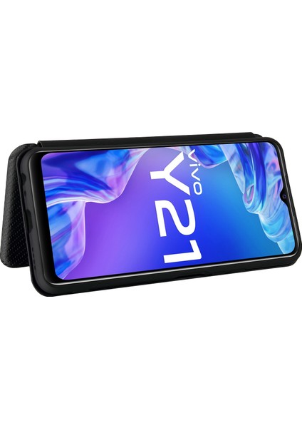 Vivo Y21/Y33S Kart Yuvalı Karbon Fiber Dokulu Deri Telefon Kılıfı (Yurt Dışından) indirimleri