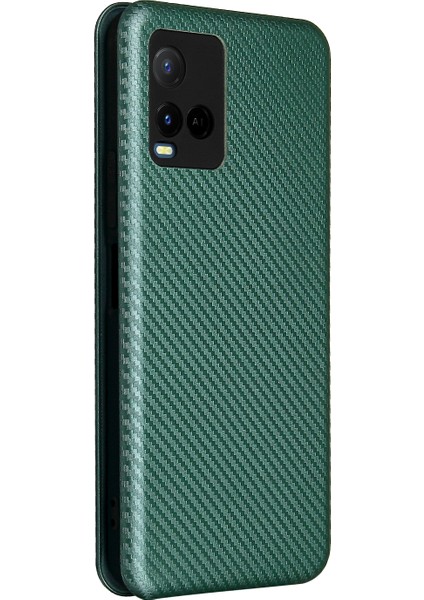 Vivo Y21/Y33S Kart Yuvalı Karbon Fiber Dokulu Deri Telefon Kılıfı (Yurt Dışından) modelleri