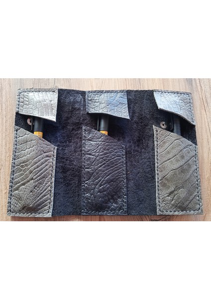 Gerçek Deri Tamamen El Emeği Özel Kalemleriniz Için Kalemkutu 8 x 18 cm Kapalı Hali H26D modelleri