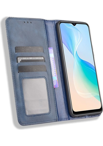 Vivo Y21 / Y21S / Y32 Deri Telefon Cüzdan Stand Kapağı Retro Dokulu Yüzey Manyetik Otomatik Kapanış (Yurt Dışından) indirimleri