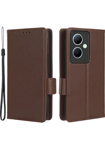 Vivo Y78+ 5g / Y78 5g / V29 Lite 5g Litchi Doku Manyetik Toka Telefon Kılıfı Pu Deri Cüzdan Stand Kapağı (Yurt Dışından)