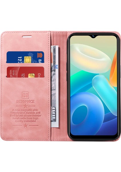 Vivo Y02S 4g / Y16 4g / Y35 5g / Y56 5g Telefon Kapağı Rfıd Engelleme Cüzdan Deri Deri Stand Cüzdan Kılıfı (Yurt Dışından)