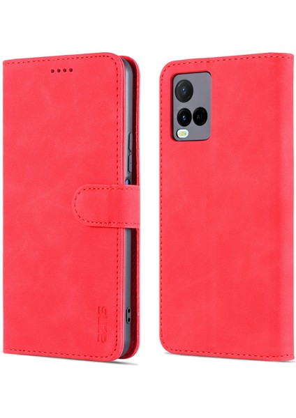 Vivo Y21 / Y33S Için Tpu+Pu Deri Cüzdan Standlı Telefon Kılıfı (Yurt Dışından)
