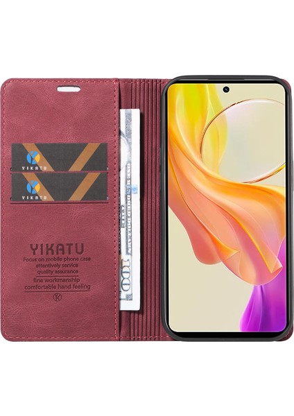 Vivo Y36 5g Tamamen Sarılmış Deri Kapak Cilt Touch Stand Kabuk Cüzdan Telefon Kılıfı (Yurt Dışından)