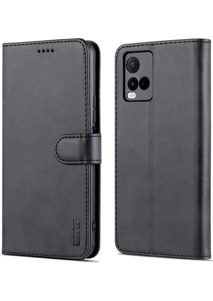Vivo Y21 / Y33S Için Tpu+Pu Deri Cüzdan Standlı Telefon Kılıfı (Yurt Dışından)