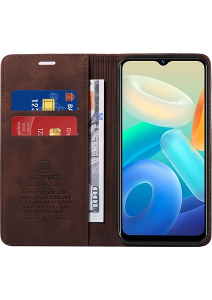 Vivo Y02S 4g / Y16 4g / Y35 5g / Y56 5g Telefon Kapağı Rfıd Engelleme Cüzdan Deri Deri Stand Cüzdan Kılıfı (Yurt Dışından)