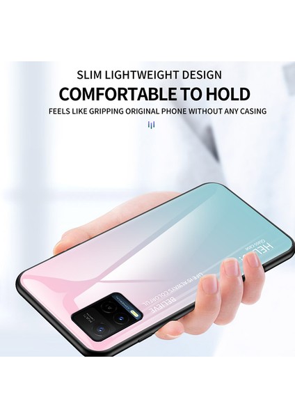 Gradyan Tasarım Şok Geçirmez Koruyucu Tpu Temperli Cam Geri Telefon Kılıfı Için Vivo Y21 / Y33S (Yurt Dışından) fiyatları