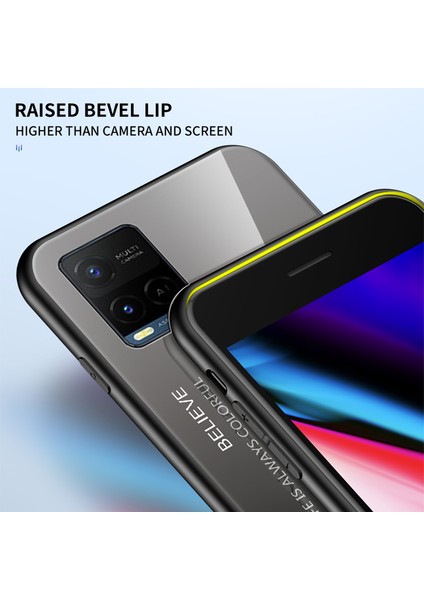 Gradyan Tasarım Şok Geçirmez Koruyucu Tpu Temperli Cam Geri Telefon Kılıfı Için Vivo Y21 / Y33S (Yurt Dışından) fırsatları