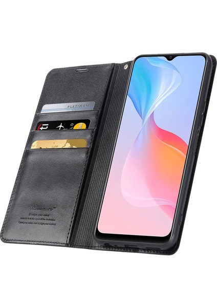 Vivo Y21 / Y21S / Y33S Pu Deri Stand Kılıfı Manyetik Otomatik Absorlanmış Cüzdan Folio Flip Telefon Kapağı (Yurt Dışından)