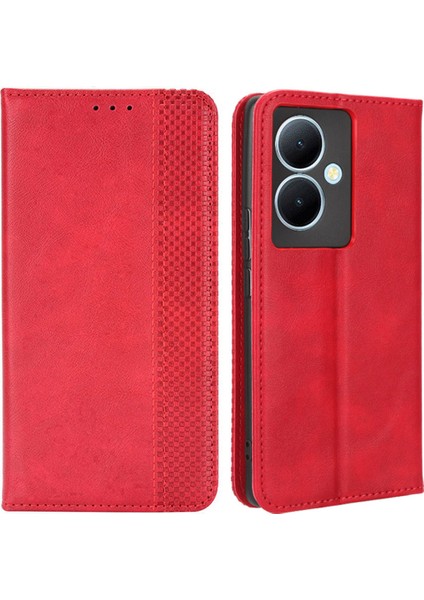 Vivo Y78+ 5g / Y78 5g / V29 Lite 5g Stand Cüzdan Retro Manyetik Kapanma Akıllı Telefon Kılıfı Cüzdan Deri Kapağı (Yurt Dışından)