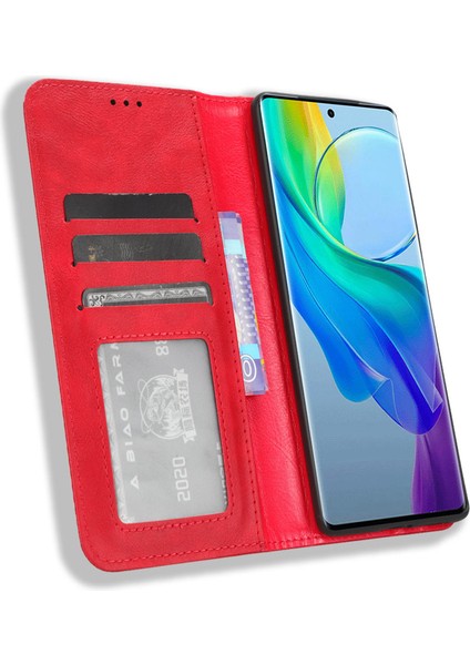 Vivo Y78+ 5g / Y78 5g / V29 Lite 5g Stand Cüzdan Retro Manyetik Kapanma Akıllı Telefon Kılıfı Cüzdan Deri Kapağı (Yurt Dışından)