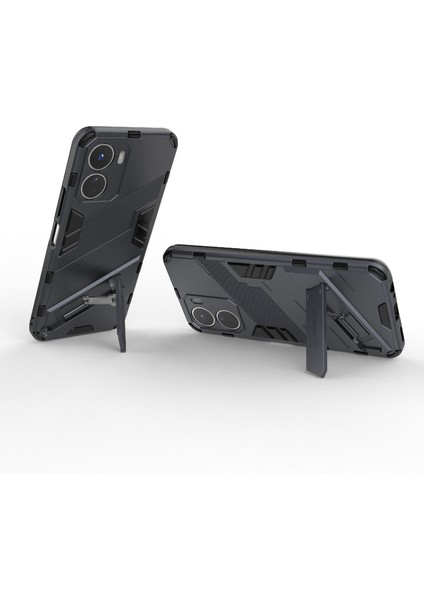 Vivo Y16 4g Kickstand Telefon Kılıfı Çift Katmanlı Tasarım Yumuşak Tpu Sabit Pc Şok Geçirmez Koruyucu Kapak (Yurt Dışından)