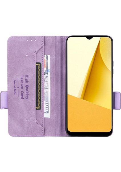 Vivo Y16 4g Pu Deri Anti-Drop Kılıf Donanım Dekoru Çift Manyetik Toka Cüzdan Stand Telefon Kapağı (Yurt Dışından)