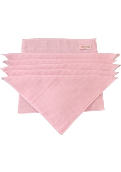 Pamuk Muslin Kumaş Bebek Ağız Mendili Düz Pembe (26x26CM)