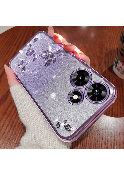 Infinix Hot 30 Play Glitter Gradient Tpu Cep Telefon Kılıfı Rhinestone Çiçek Shock Kapak Kapak (Yurt Dışından) modelleri