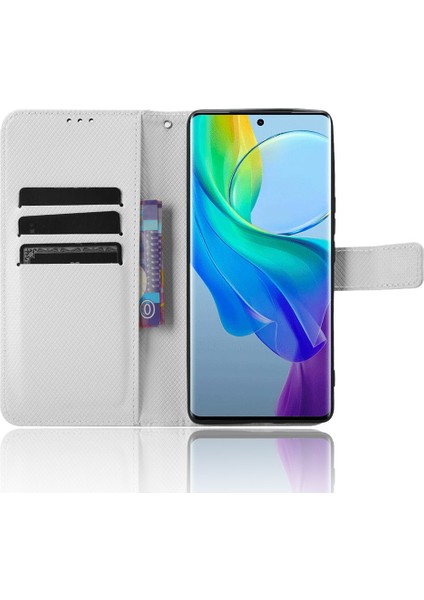Vivo Y78+ 5g / Y78 5g / V29 Pu Deri Telefon Kapağı 5g Şok Geçirmez Elmas Doku Kılıf Stand Cüzdan Flip Shell (Yurt Dışından) modelleri