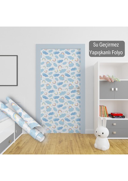 Mavi Bulutlar Bebek Odası Yapışkanlı Folyo, Çizgi Film Desenli, Bebek Odası, Çocuk Odaları, Kaplama Folyosu, Yapışkan Folyolar, Sticker, Büyük Ebatlı, Dekoros modelleri