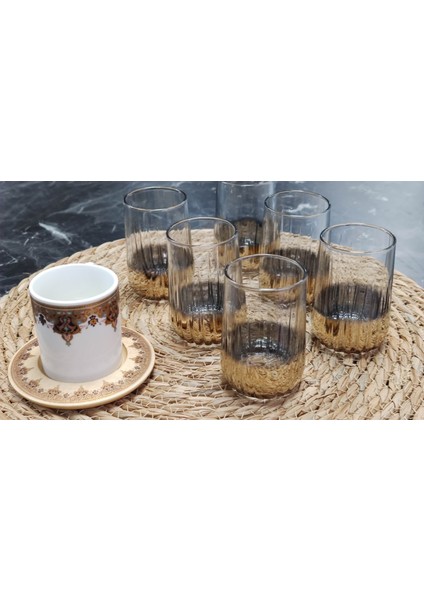 Altın Yaldızlı Kahve Yanı Bardak Vibe 6lı