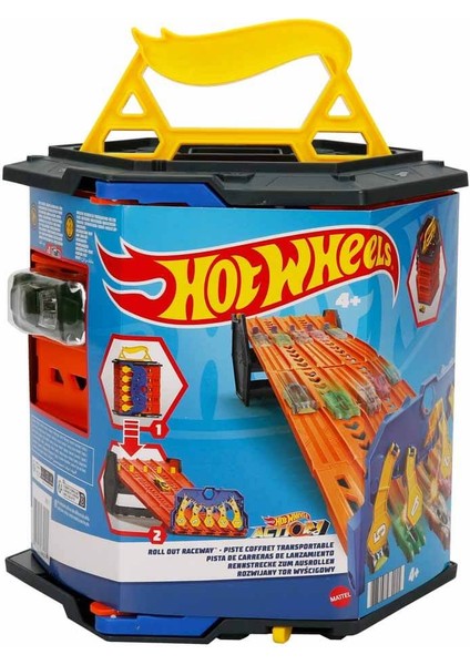 Hot Wheels Kıvrılan Yarış Pisti, 5 Şeritli Yarış Pisti Haline Gelir, Diğer Setlerle Birleştirilebilir, 1 Adet 1:64 Ölçekli Hot Wheels Araba Dahildir, 4 Yaş ve Üzeri Için GYX11