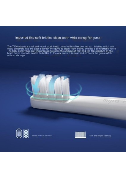 Xiaomi Mijia Sonic Elektrikli Diş Fırçası T100 Erkek ve Dişi Çiftler Için Uygun Su Geçirmez Yumuşak Fırça Kafası (Yurt Dışından)