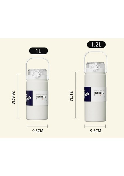 Çift Içecek Büyük Kapasiteli (1000ML/1200ML) Termos Bardak, 316 Gıda Sınıfı Taşınabilir Su Bardağı Taşınabilir (Yurt Dışından)