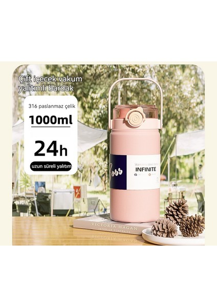 Çift Içecek Büyük Kapasiteli (1000ML/1200ML) Termos Bardak, 316 Gıda Sınıfı Taşınabilir Su Bardağı Taşınabilir (Yurt Dışından)