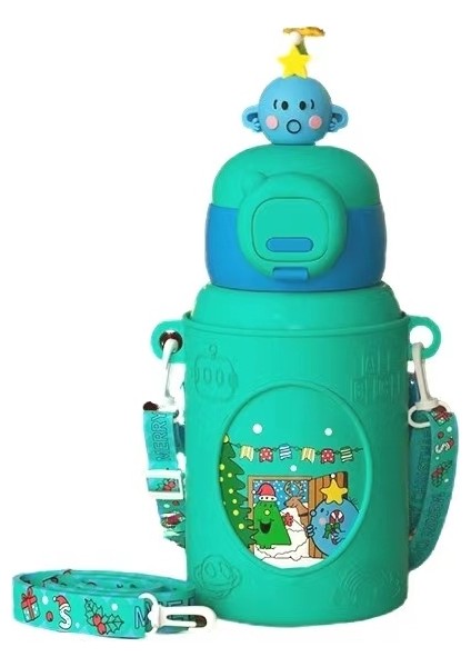 Noel Hediyesi Karikatür Çocuk Termos Bardak, 316 Gıda Sınıfı Taşınabilir Yalıtım Su Isıtıcısı, Öğrenci Termos Bardak, 450ML (Yurt Dışından)