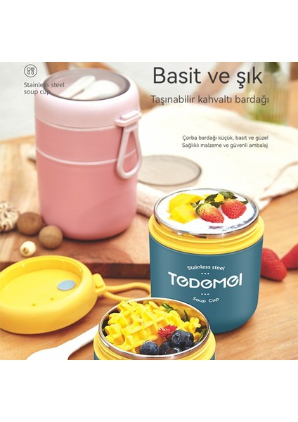 304 Paslanmaz Çelik Çift Yalıtımlı Çorba Bardağı, Kahvaltı Süt Bardağı, 710ML Kapasite (Yurt Dışından)