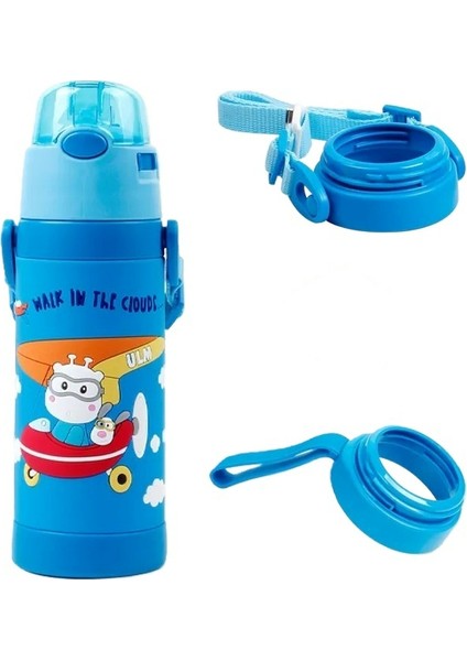 316 Paslanmaz Çelik Çocuk Termos Bardak, 3D Stereoskopik Desen, Düşmeyi Önleyici Boya, 500ML (Yurt Dışından)