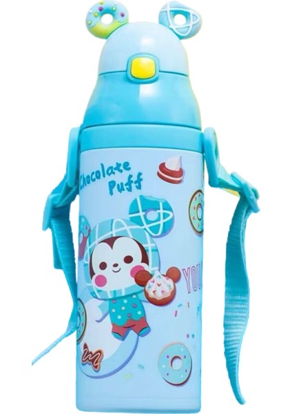 Paslanmaz Çelik Çocuk Termos Bardak, Taşınabilir Pipet Su Isıtıcısı, 520ML (Yurt Dışından)