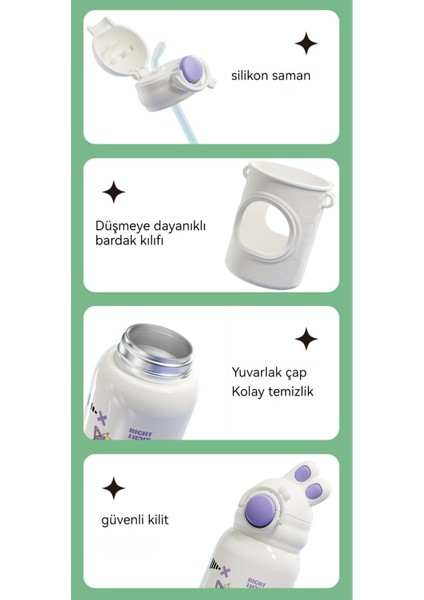 316 Paslanmaz Çelik Çocuk Termos Bardak, Karikatür Taşınabilir Moda Su Bardağı, 500ML (Yurt Dışından)