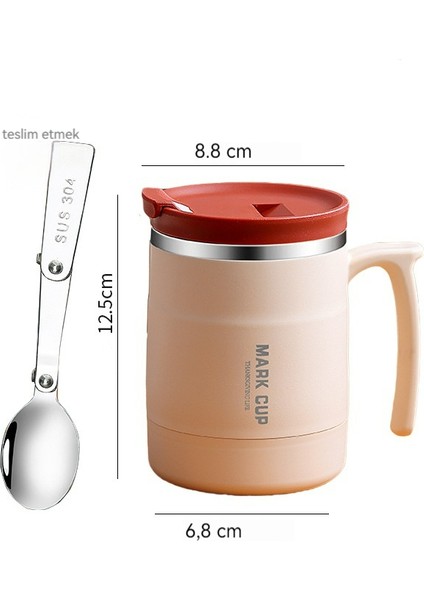 304 Paslanmaz Çelik Kupa/kahve Fincanı/kahvaltı Bardağı/ofis Su Bardağı/termos Bardak, Katlanır Kaşık ve Pipet, 400ML (Yurt Dışından)
