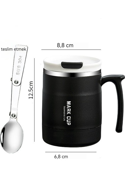 304 Paslanmaz Çelik Kupa/kahve Fincanı/kahvaltı Bardağı/ofis Su Bardağı/termos Bardak, Katlanır Kaşık ve Pipet, 400ML (Yurt Dışından)