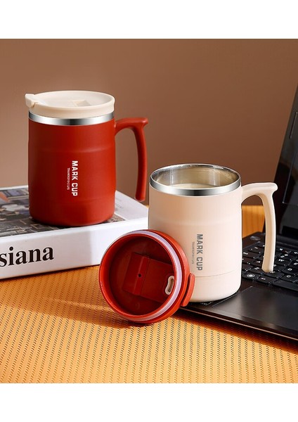 304 Paslanmaz Çelik Kupa/kahve Fincanı/kahvaltı Bardağı/ofis Su Bardağı/termos Bardak, Katlanır Kaşık ve Pipet, 400ML (Yurt Dışından)