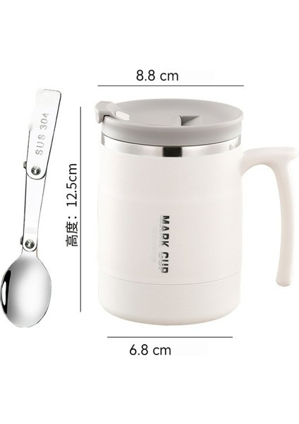 304 Paslanmaz Çelik Kupa/kahve Fincanı/kahvaltı Bardağı/ofis Su Bardağı/termos Bardak, Katlanır Kaşık ve Pipet, 400ML (Yurt Dışından)