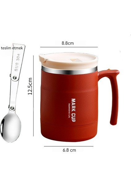304 Paslanmaz Çelik Kupa/kahve Fincanı/kahvaltı Bardağı/ofis Su Bardağı/termos Bardak, Katlanır Kaşık ve Pipet, 400ML (Yurt Dışından)