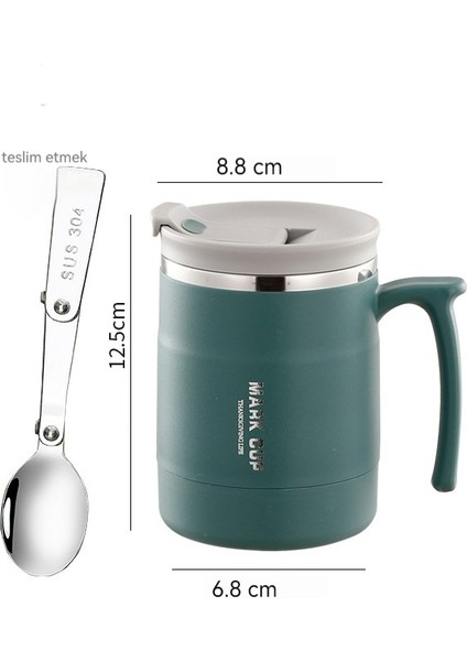 304 Paslanmaz Çelik Kupa/kahve Fincanı/kahvaltı Bardağı/ofis Su Bardağı/termos Bardak, Katlanır Kaşık ve Pipet, 400ML (Yurt Dışından)